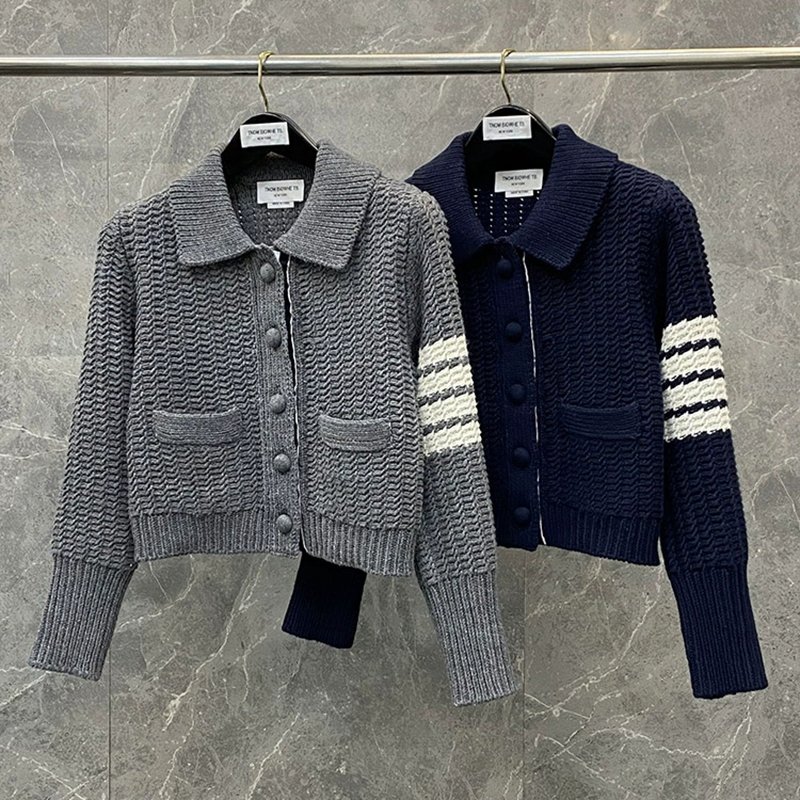 TB-163 톰브라운 니트폴로 터틀넥코트 심플클래식네줄스웨터