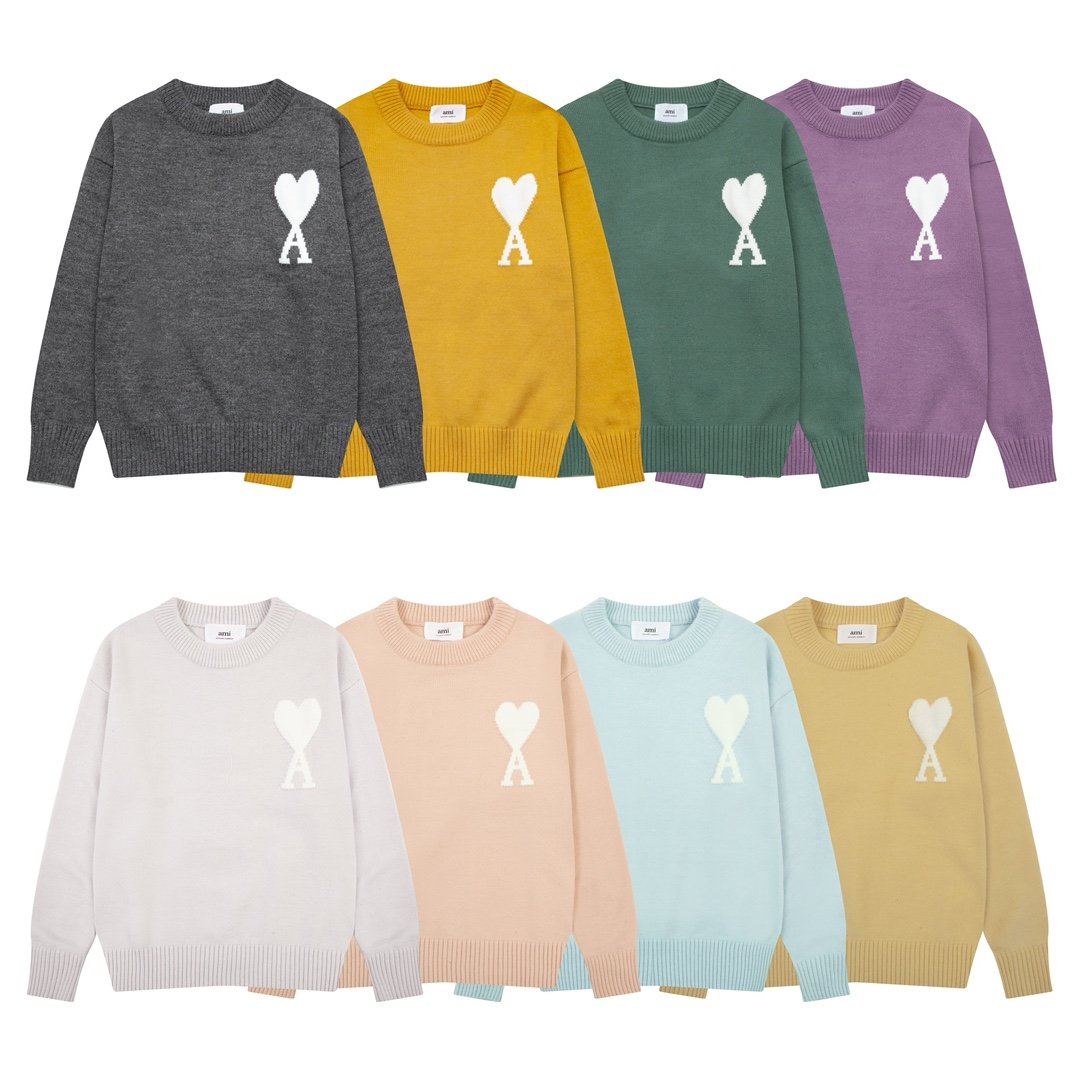 AMI-116 아미 하트 패턴 라운드 니트 AMI-114/AMI-115