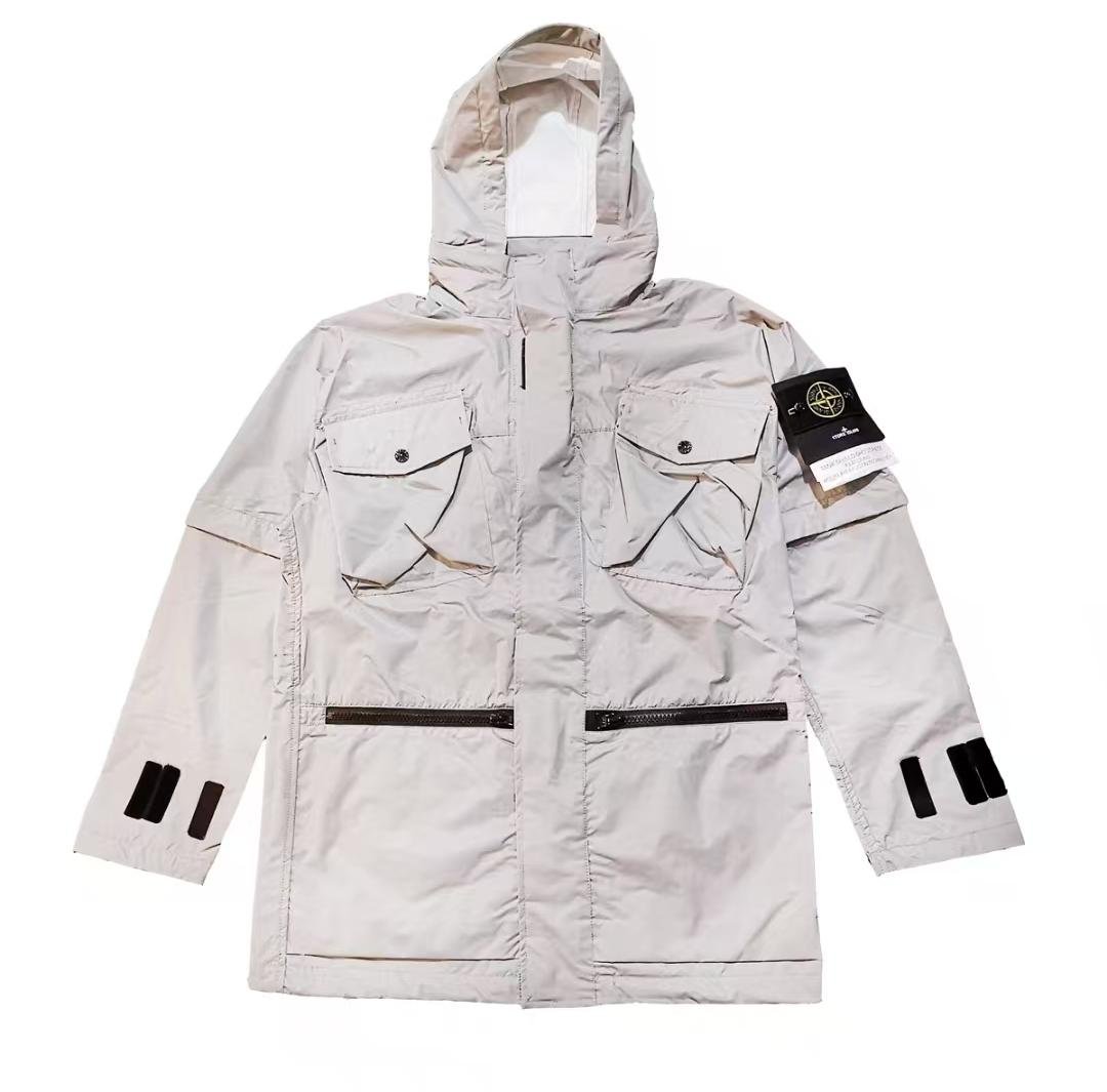 stone-175 스톤아일랜드 스톤아일랜드 후드 트렌치코트 하프 멀티포켓 기능성 점퍼stone-174