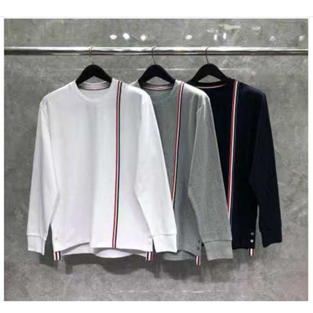 TB-49 TB 왼쪽 어깨 레드 화이트 블루 짜임 라운드 맨투맨