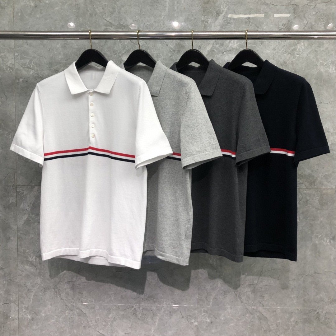 TB-77086 TB 가로줄 레드 화이트 블루 니트 폴로 반팔