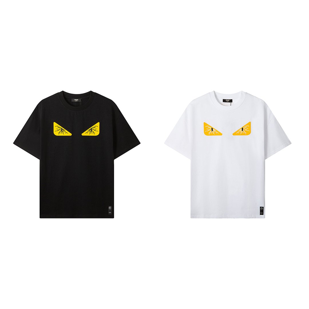 FENDI-17 펜디 라운드 반팔 옐로우 번개눈 티