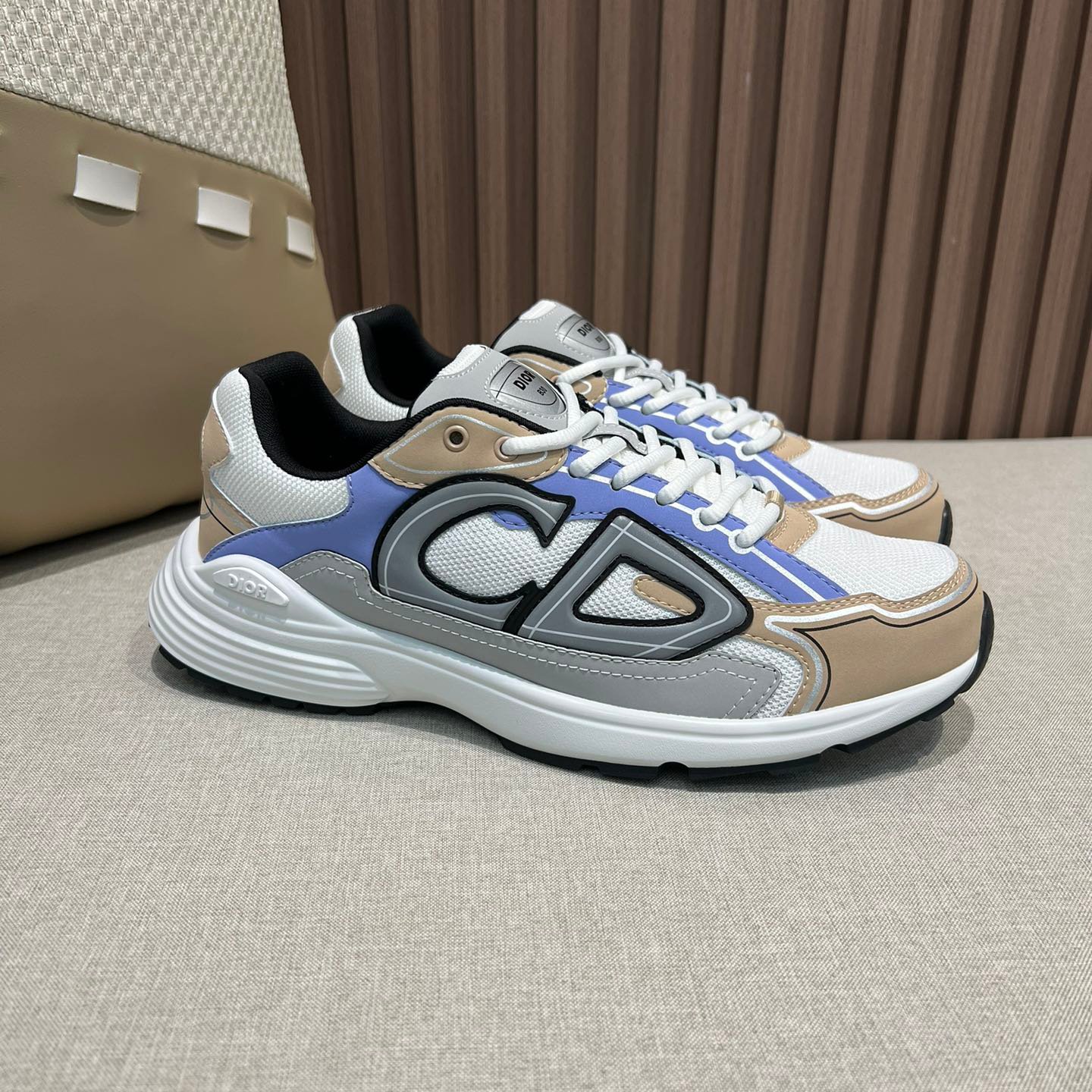 디올 B30 미러 대디 운동화 -- 베이지블루 DIOR2602