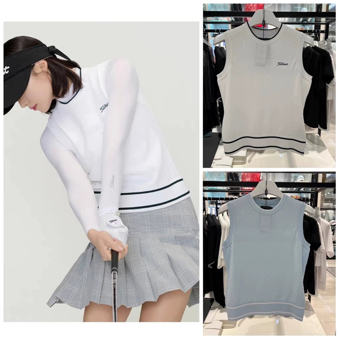golf-108 타이틀리스트 라운드 니트 나시 베스트 상반부 아일릿 디자인