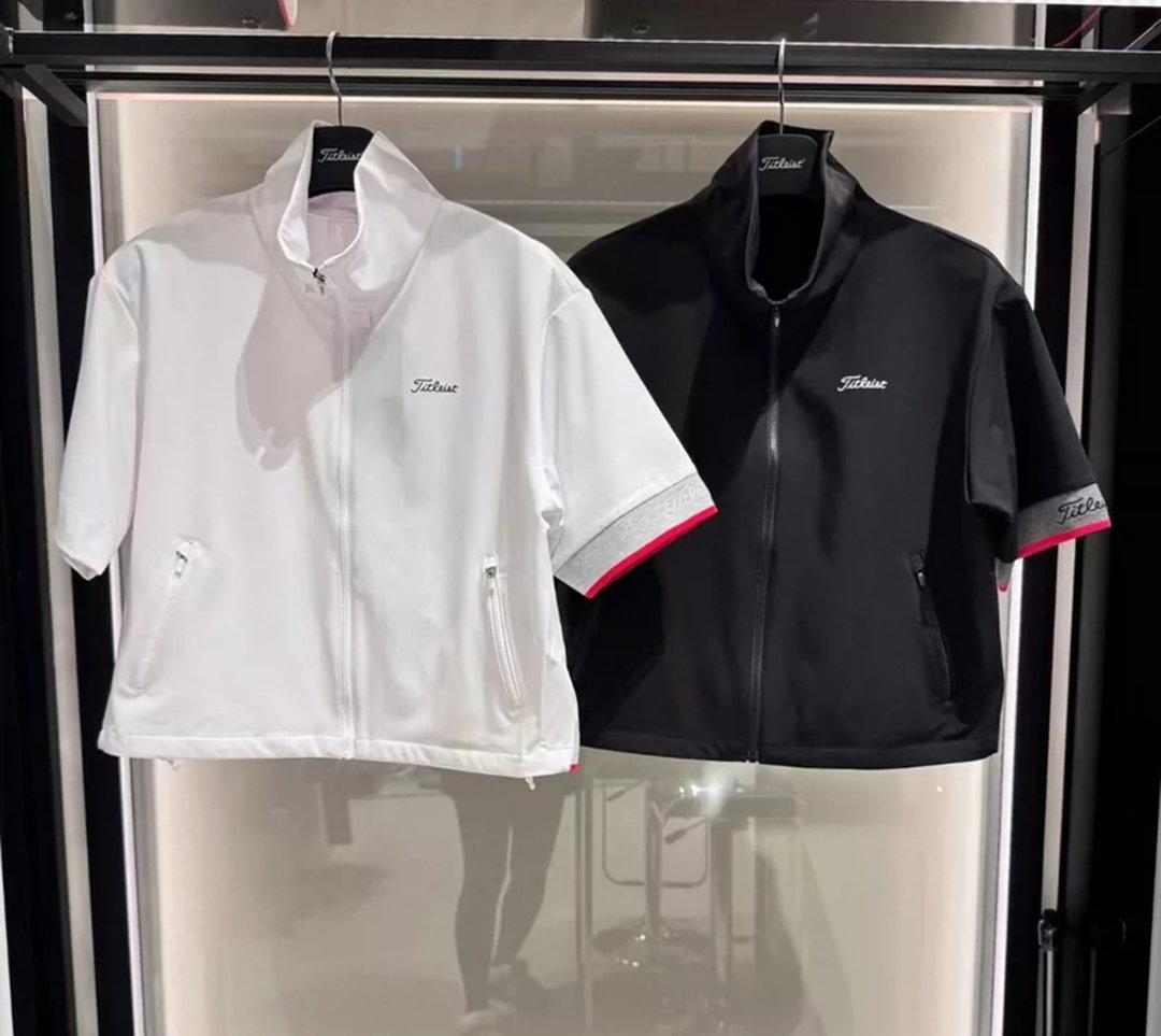 golf-113 타이틀리스트 속건 터틀넥 코트 싱글 소매 패치 앞 2지퍼 포켓 밑단 스트링 디자인